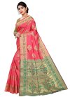 Art Silk Woven Work Green and Rose Pink Contemporary Style Saree - 2