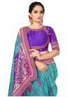 Art Silk Purple and Turquoise Designer Contemporary Style Saree For Festival - 1
