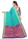 Patola Silk Firozi and Violet Designer Traditional Saree For Casual - 1