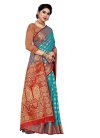 Red and Teal Traditional Designer Saree - 1