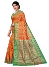 Green and Orange Art Silk Designer Contemporary Style Saree - 1