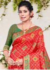 Patola Silk Woven Work Green and Red Trendy Classic Saree - 1