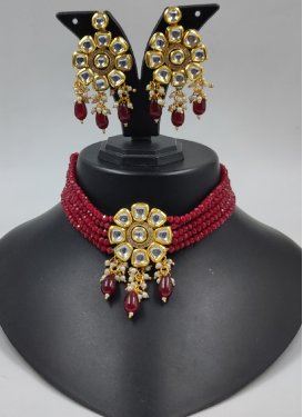 Majestic Alloy Red and White Necklace Set