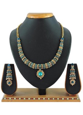 Majestic Beads Work Gold Rodium Polish Necklace Set
