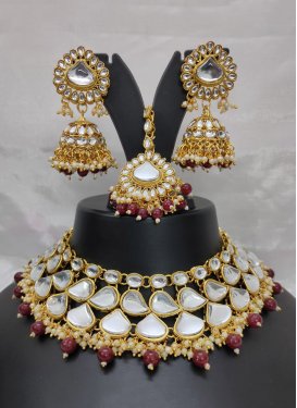 Majestic Beads Work Gold Rodium Polish Necklace Set