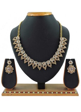 Majestic Gold Rodium Polish Beads Work Alloy Necklace Set