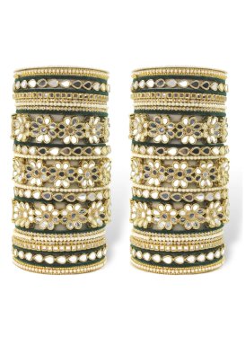 Majestic Gold Rodium Polish Beads Work Kada Bangles For Bridal