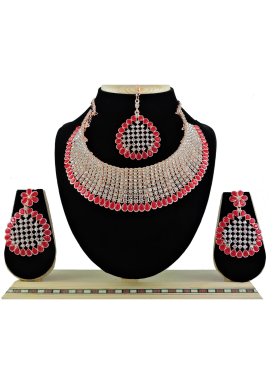 Majestic Red and White Gold Rodium Polish Necklace Set