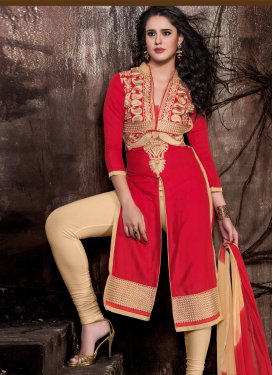Majestic Red Color Casual Salwar Suit