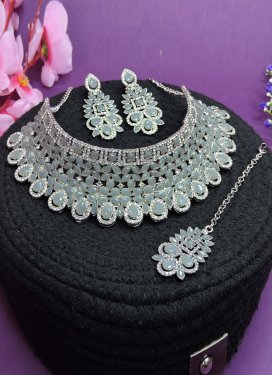 Majestic Silver Rodium Polish Alloy Necklace Set For Party
