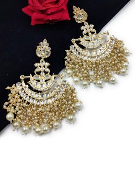 Majesty Cream and White Gold Rodium Polish Earrings