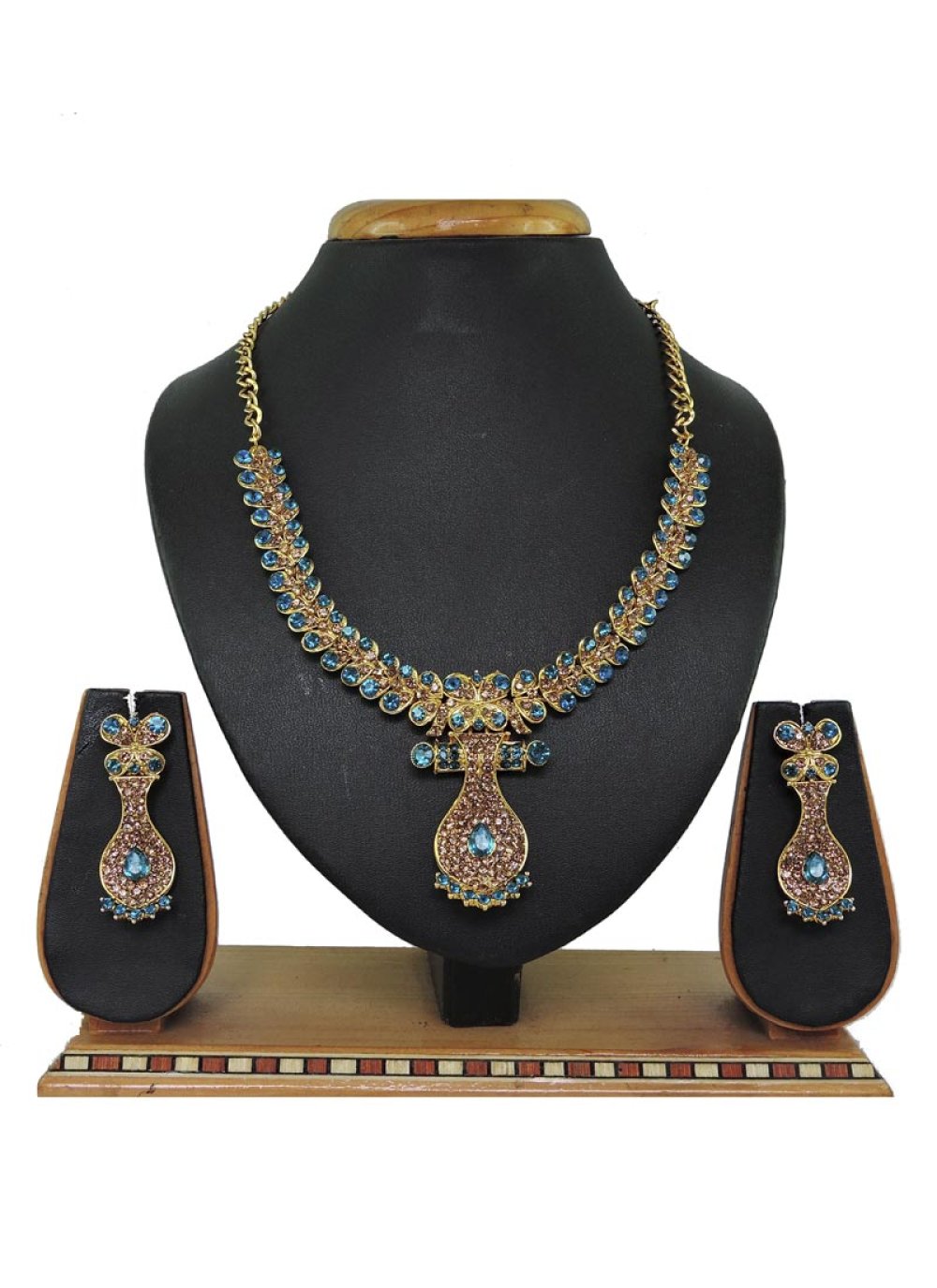 Majesty Gold Rodium Polish Alloy Beads Work Necklace Set