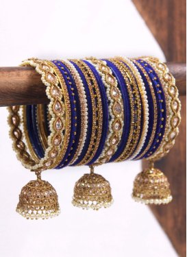 Majesty Gold Rodium Polish Beads Work Bangles For Bridal