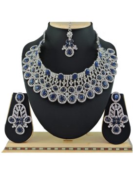 Majesty Silver Rodium Polish Diamond Work Necklace Set