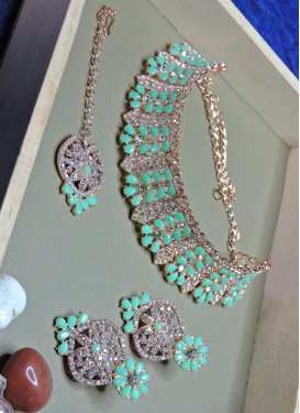 Majesty Turquoise and White Stone Work Necklace Set