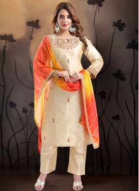 Malbari Silk Embroidered Work Readymade Designer Salwar Suit