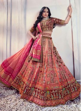 Maroon and Rose Pink Designer A Line Lehenga Choli For Bridal