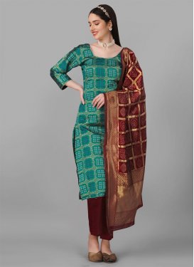 Maroon and Sea Green Silk Blend Pant Style Designer Salwar Suit