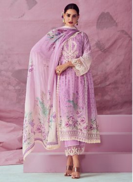 Mauve and Off White Chinon Pant Style Designer Salwar Suit