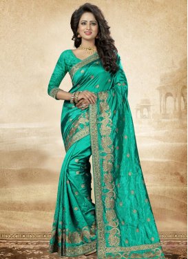 Mesmeric Embroidered Work Art Silk Contemporary Style Saree For Ceremonial