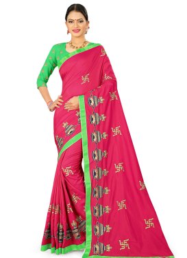 Mint Green and Rose Pink Designer Traditional Saree