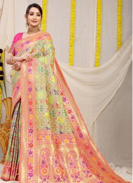 Mint Green and Rose Pink Traditional Designer Saree