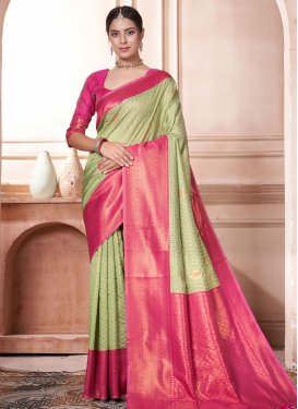 Mint Green and Rose Pink Woven Work Designer Traditional Saree