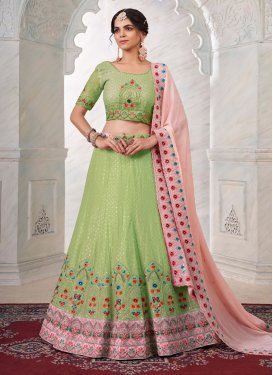 Mint Green and Salmon A Line Lehenga Choli