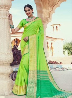 Mint Green and Sea Green Art Silk Designer Contemporary Style Saree