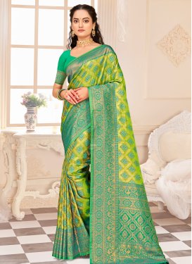 Mint Green and Sea Green Designer Contemporary Style Saree For Ceremonial