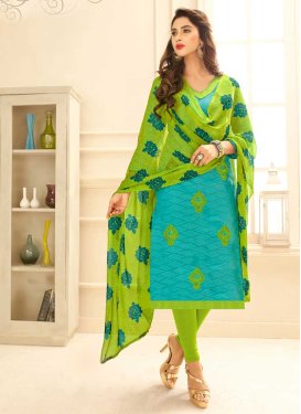 Mint Green and Turquoise Trendy Straight Salwar Suit
