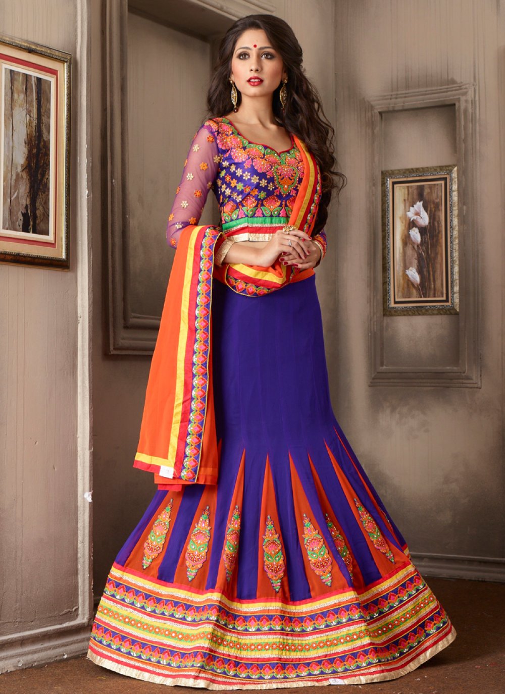 Blue Partywear Lehenga choli-9725516626 | Lehenga designs simple, Long dress  design, Wedding blouse designs