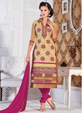 Miraculous Stone And Floral Work Churidar Salwar Suit