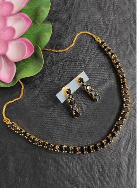 Modest Alloy Diamond Work Gold Rodium Polish Necklace Set
