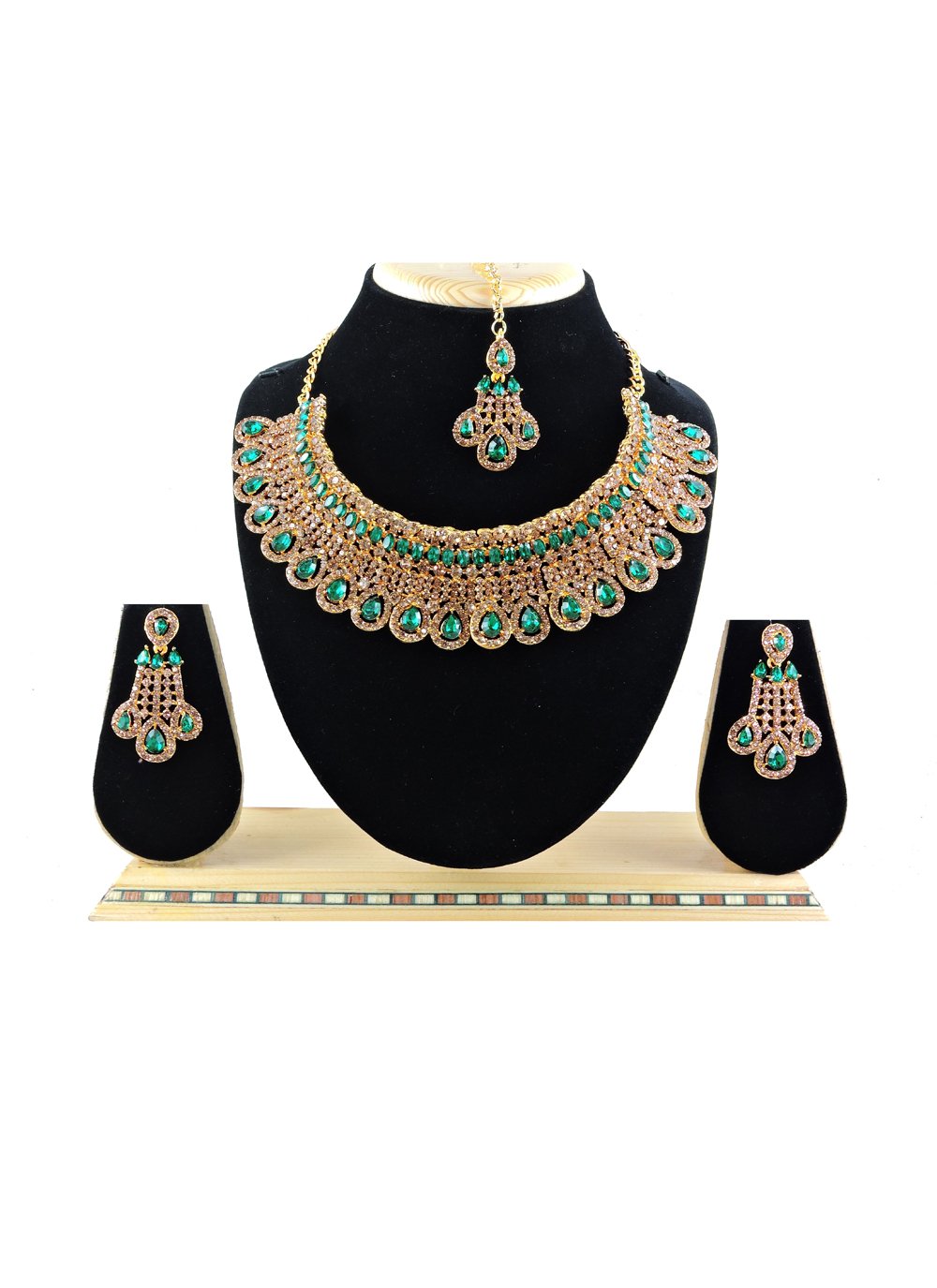 Modest Alloy Gold Rodium Polish Necklace Set For Party