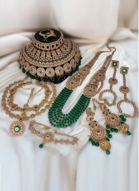 Modest Gold and Green Gold Rodium Polish Beads Work Bridal Jewelry