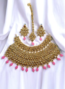 Modest Gold Rodium Polish Necklace Set For Party