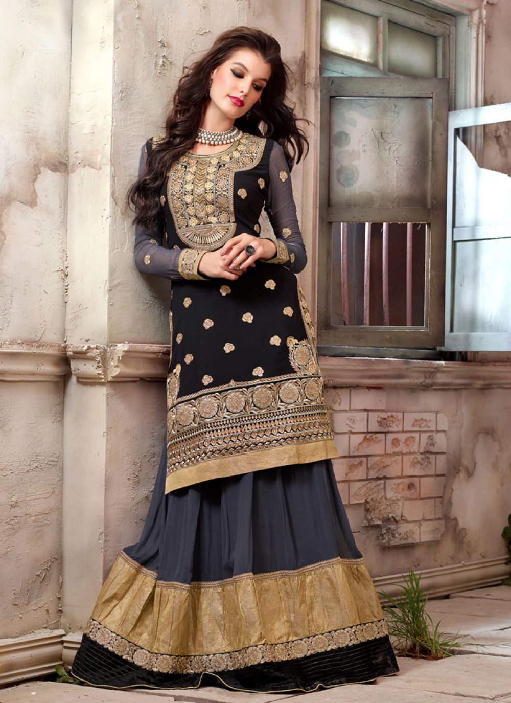 Modest Thread Georgette A Line Lehenga Choli -