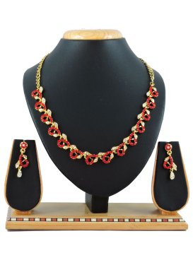 Modest Red and White Alloy Necklace Set