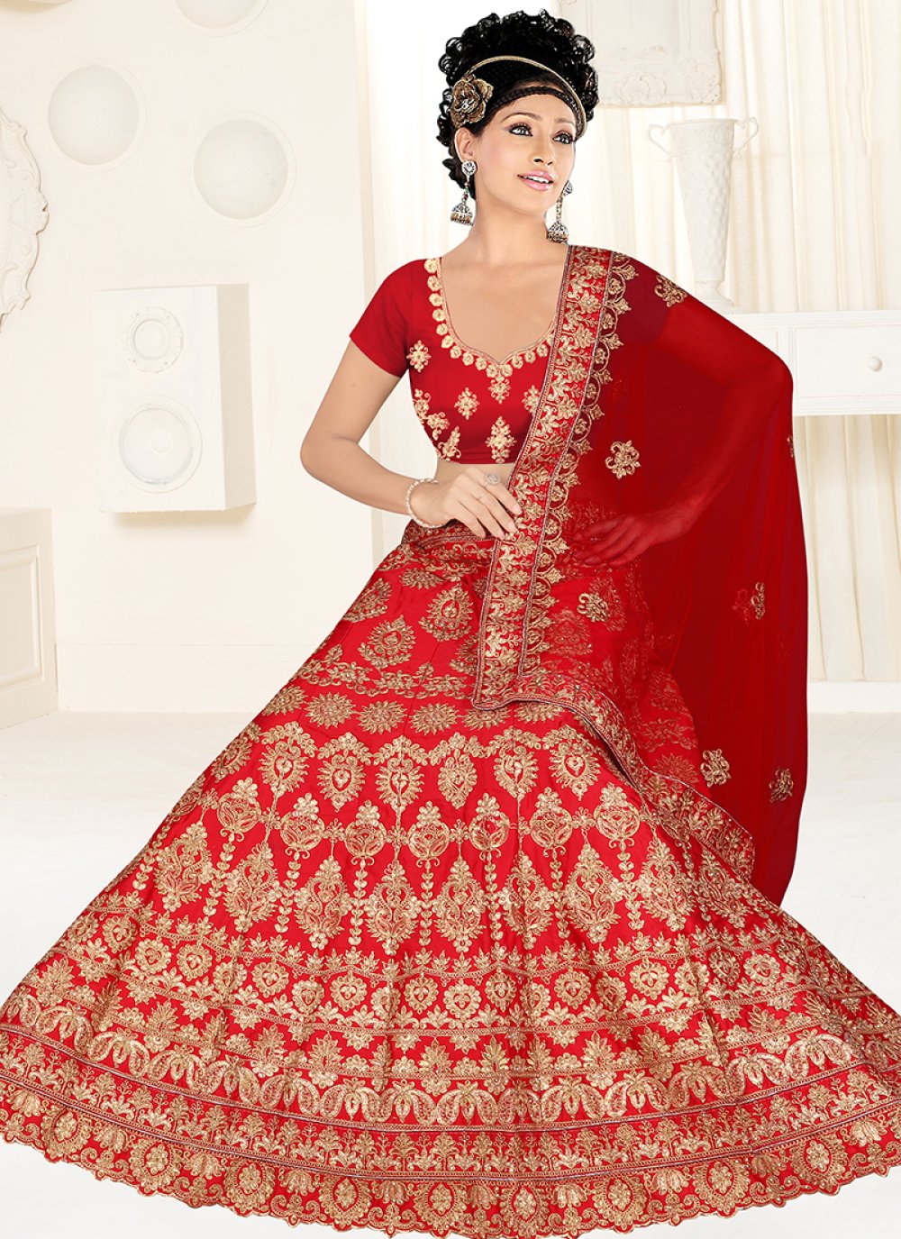 Wedding Dress Beige Lehenga with Resham Thread, Zari, and Stone Work  LLCV110189