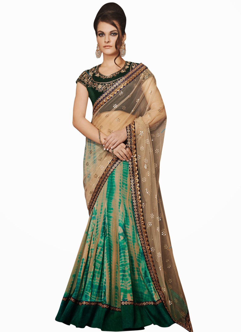 Outstanding Mustard And Light Green Faux Georgette Lehenga Saree. Buy Party  Wear Designer Lehenga Saree In Malaysia.