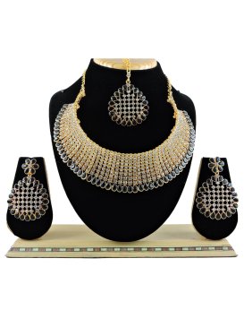 Modest Stone Work Gold Rodium Polish Necklace Set For Festival