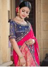 Navy Blue and Rose Pink Embroidered Work Designer Contemporary Style Saree - 1