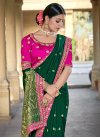 Green and Rose Pink Viscose Designer Traditional Saree - 1