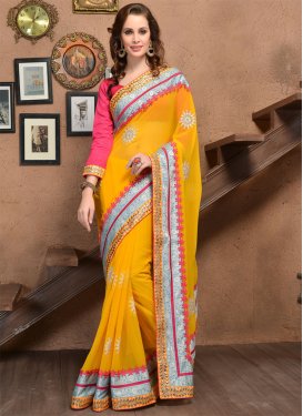 Monumental Booti And Patch Work Party Wear Saree