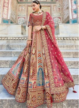 Multi Colour and Pink Net Designer Lehenga Choli