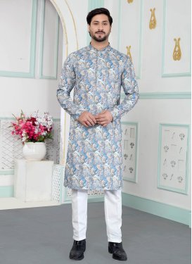 Multi Colour Art Silk Kurta Pajama with Digital Print Work for Ceremonial