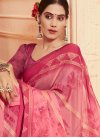 Fuchsia and Hot Pink Faux Georgette Printed Saree - 1