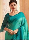 Teal and Turquoise Printed Saree - 1