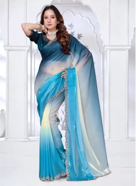 Multi Colour Fendi Silk Traditional Saree with Swarovski Work for Ceremonial